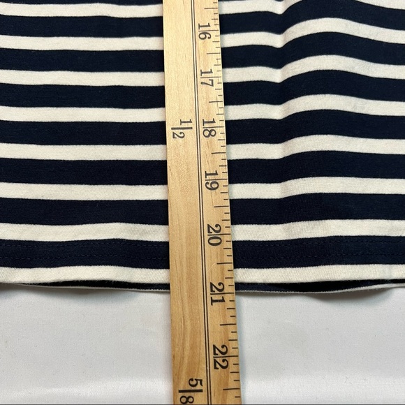 J. Crew Structured Stripe Keyhole Peasant Top in Navy Stripe. - Picture 6 of 11
